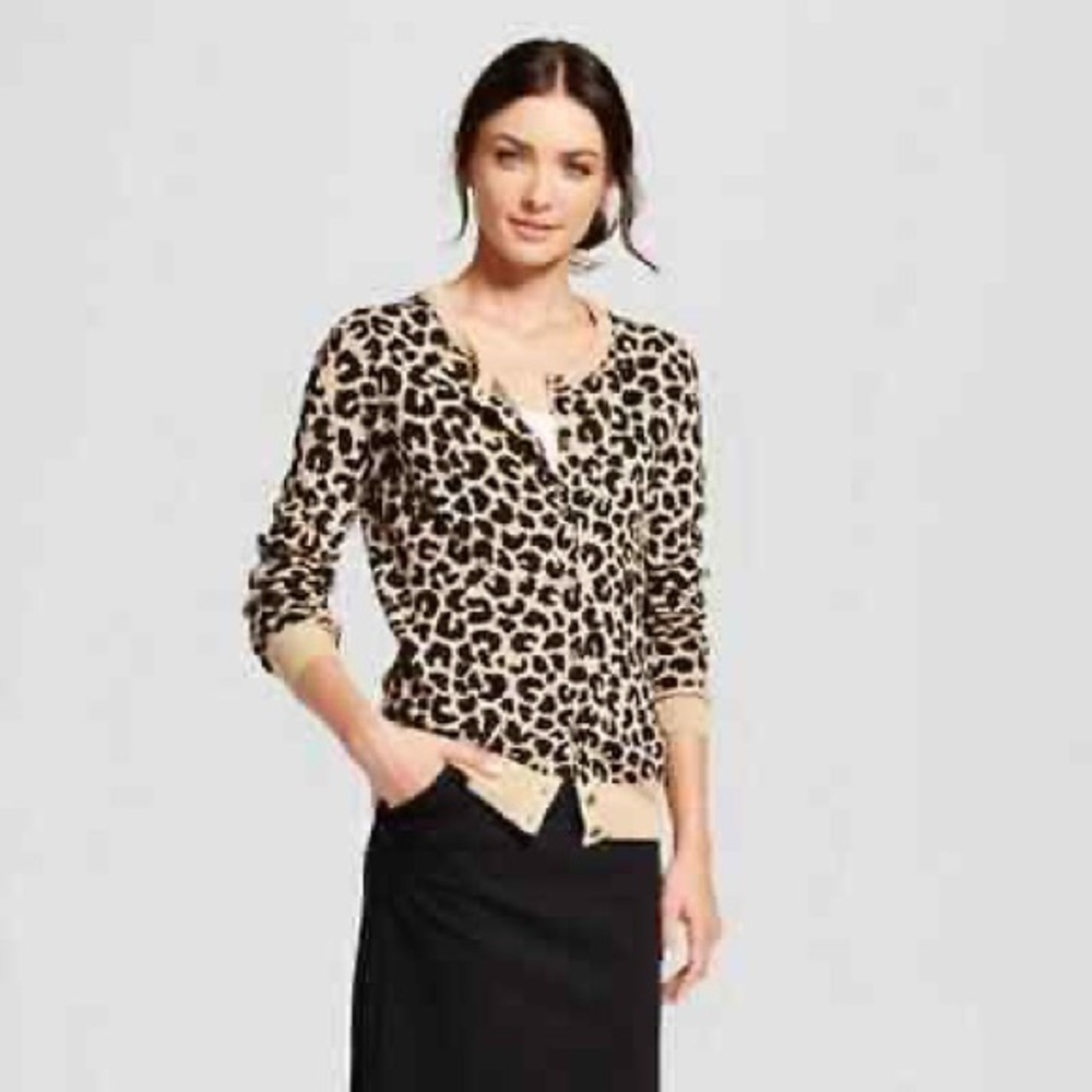 Leopard Print Cardigan Sweater Size S A New Day